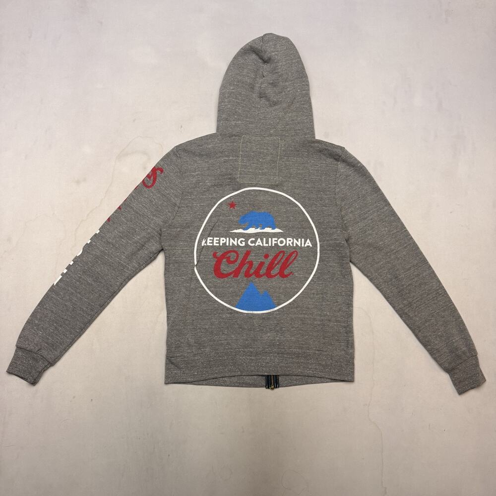 Aviator Nation Zip Up Hoodie Small Gray Coors Light 5-Stripe French Terry - Picture 3 of 7
